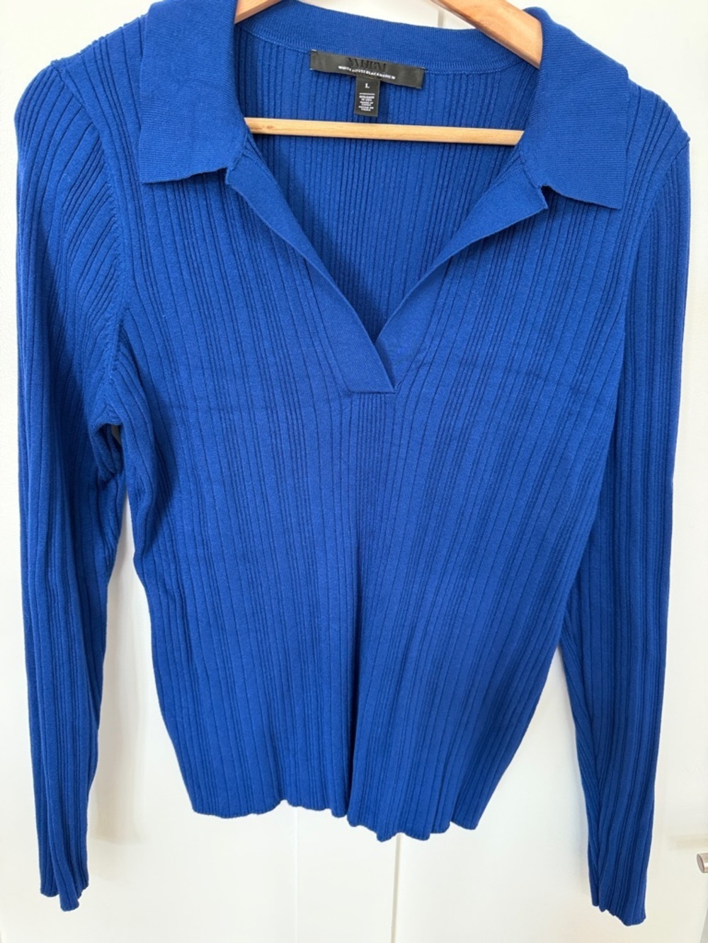White House Black Market Royal Blue Ribbed Collared Sweater